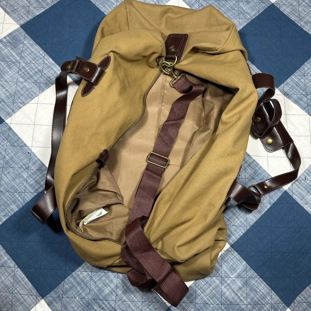 Woodland Creek Canvas Duffel Bag Tan Khaki Embroidered Deer Weekend Travel Bag